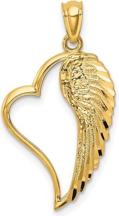 Diamond2Deal 14k Yellow Gold Polished Heart and Wing Pendant