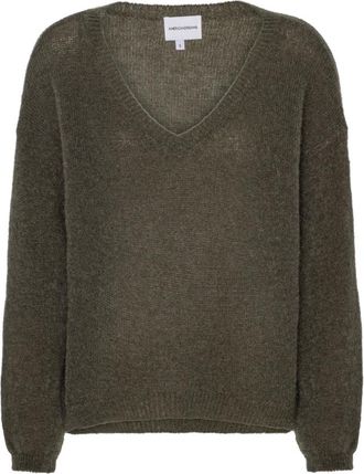 Americandreams Silja V Neck Knit - Dames - V-hals truien - Groen - L - Wol - Truien & Vesten