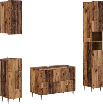 vidaXL Juego De Armarios De Ba&ntilde;o De 4 Piezas Zwolle Madera Envejecida Vidaxl
