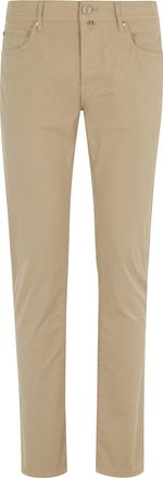 Jacob Cohen Beige Slim Bard Five-Pocket Cotton-Blend Pants