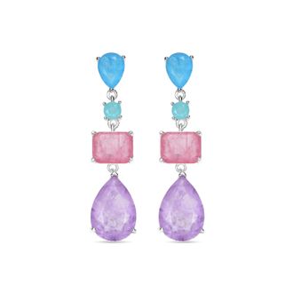 Luxenter oorbellen in 925 sterling zilver en multicolor hydrothermale kwarts rhodium afwerking - Mifa