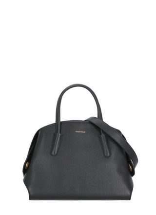 Coccinelle Structured Leather Shoulder Bag with Adjustable Strap and Embossed Logo
