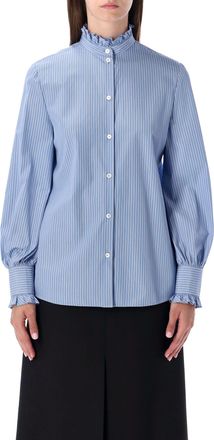 Valentino Garavani Valentino Striped Cotton Ruffled Shirt