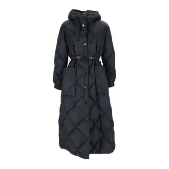 Max Mara Mtcabete Lange Pufferjas - Dames - Mantels - Blauw - Maat: S Zijde