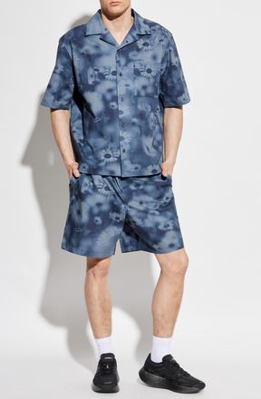 Maison Kitsuné Shorts With Floral Motif, Mens, Blue