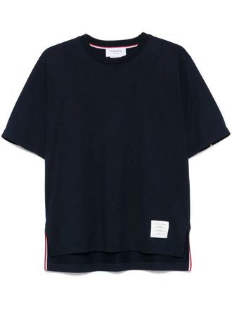 Thom Browne Oversized Short Sleeve Tee W/ Rwb Knit Trim In Medium Weight Jersey