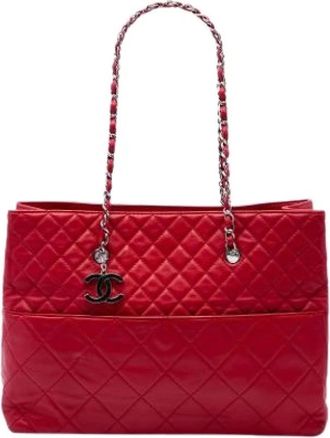 Chanel Pre-owned In The Business Tote Bag - Dames - Vintage Shopper - Rood - ONE Size - Leer - Vintage