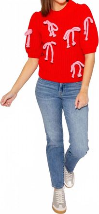 English Factory Braided Ribbon Bow Knit Top In Red