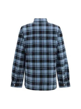 Off-white Check Flannel Padded Overshirt - Blue