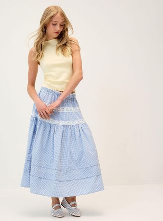 Twik Womens Lace-trim maxi skirt