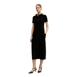 Joseph Ribkoff Kleedjes, Dames, Zwart, L, Polyester, Zijdeachtige gebreide cocoon jurk met geheugen trechterkraag