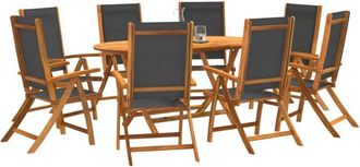 vidaXL Juego Comedor De Jard&iacute;n 9 Pzas Madera Maciza Acacia Y Textileno Vidaxl