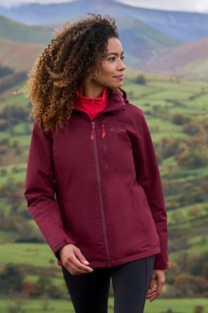 Mountain Warehouse Rainforest Womens Jacket with Pockets Waterproof Rain Coat Burgundy Polyamide - Size 20 UK