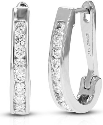 Vir Jewels 3/4 cttw Round Lab Grown Diamond Hoop Earrings.925 Sterling Silver Channel Set 3/4 Inch