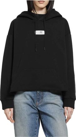 Maison Margiela Hoodies & sweatvesten, Dames, Zwart, S, Katoen, Numeric Signature Hoodie