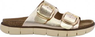 Mia Shoes Womens Mylaa Strap Buckle Sandal In Gold