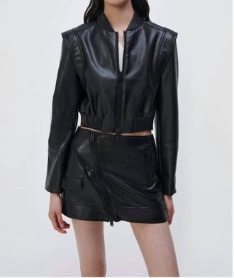 SIMKHAI Doreen Boxy Bomber Jacket In Black