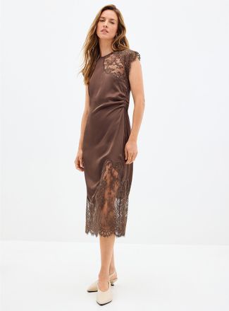 Second Female Womens Wilina draped satin and lace dress