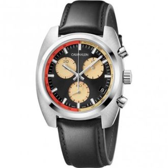 Calvin Klein Quartz Horloge met Zwarte Wijzerplaat en Leren Band - Dames - Horloges - Zwart - ONE Size - Leer - Accessoires