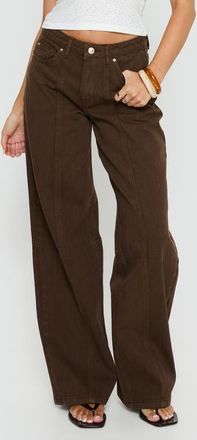 Princess Polly Lando Low Rise Straight Leg Jeans in Chocolate at Nordstrom, Size 2