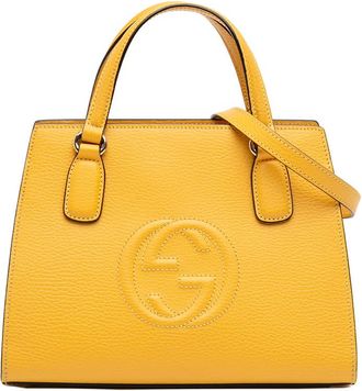 Gucci Pre-owned Gucci Medium Leather Soho Top Handle Convertible Tote 607722 213317