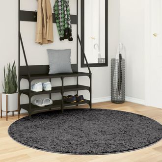 vidaXL Alfombra De Pelo Corto Oviedo Gris Antracita &Oslash; 160 Cm Vidaxl