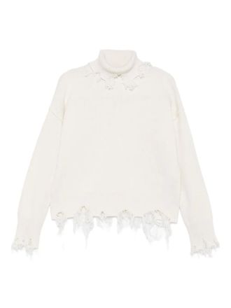 Seafarer STELLA frayed-edges high-neck sweater - women - Wool - M - Neutrals