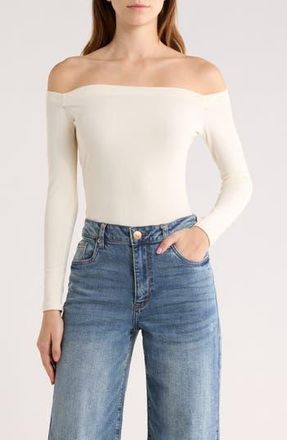 Blu Pepper Long Sleeve Off the Shoulder Top in Cream at Nordstrom Rack, Size Medium