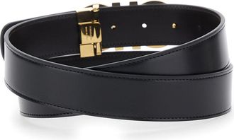Ferragamo Mens Leather Belt Gancini Buckle Black Calf