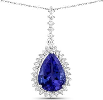 Diana M. Jewels Tanzanite ( AAA+ ) Pears 11.20x7.40mm ( Height: 5.50mm ) - 1Pc + White Diamond F/C Round 1.20mm( SI-2/HI ) - 31Pcs ( J-Back )