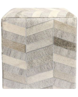 Pasargad Home Galaxy Silver Cowhide Pouf Ottoman
