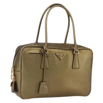 Prada Pre-owned Handbags, female, Yellow, Size: ONE SIZE Pre-owned Vintage Saffiano Hand Bag