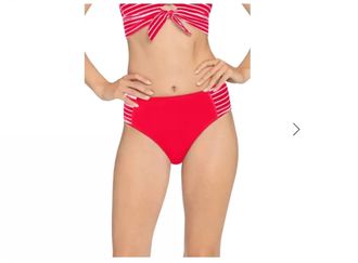 Robin Piccone Sailor High Waist Bikini Bottom In Fiery Red