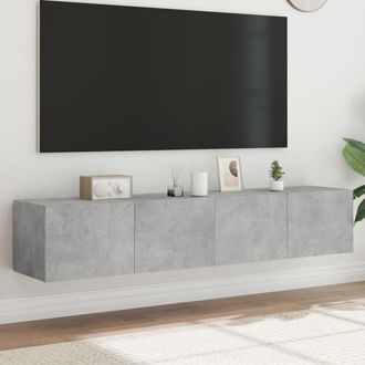 Berkfield Home TV Wall Cabinets with LED Lights 2 pcs Concrete Grey 80x35x31 cm | Size: 80 x 35 x 31 cm