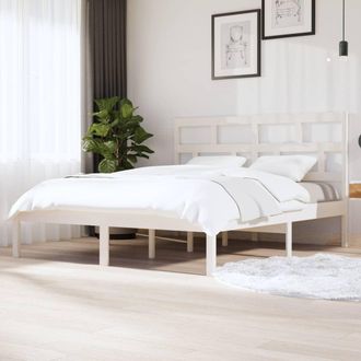 vidaXL Vidaxl - Estructura Cama De Madera Maciza Blanca Super King 180x200 Cm