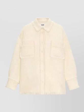 Msgm nylon silk collared top long sleeves
