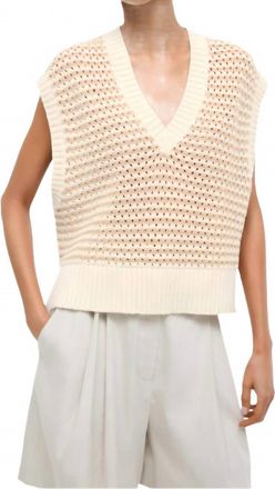 Staud Americana V-Neck Sweater In Breeze Creme