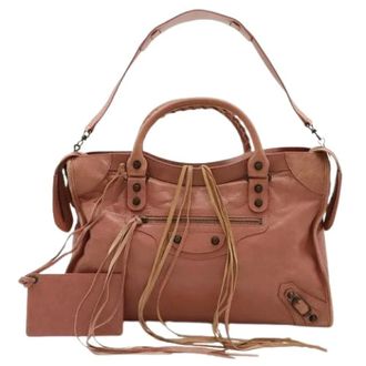 Balenciaga Pre-owned Handbags, female, Pink, Size: ONE SIZE Pre-owned The City Leather 2way Bag