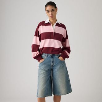 Levi's Reenie Rugby Long Sleeve Tee - Womens - XS - Pink / Katie Stripe Coral Blush