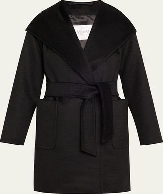 Max Mara Rialto Camel Hair Belted Short Hooded Coat