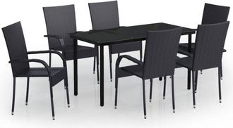 vidaXL Juego De Comedor De Jard&iacute;n 7 Piezas Negro Vidaxl