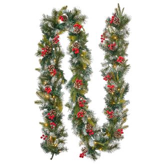 Beliani Guirnalda De Navidad Verde Material Sint&eacute;tico Led 270 Cm Ramitas Decoraci&oacute;n Artificial Ramitas Ajustables Paimio