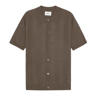Nn.07 Short Sleeve Shirts, male, Green, Size: L Thor Short-Sleeve Cardigan
