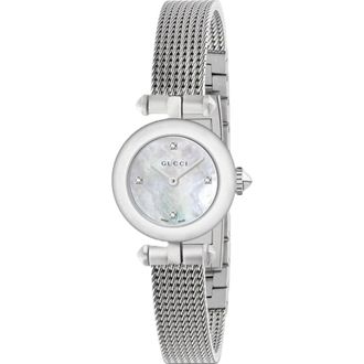 Gucci Accessoires, Dames, Grijs, ONE Size, Rond Roestvrij Stalen Horloge
