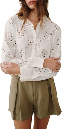 Bella Dahl Embroidered Eyelet Button-Up Shirt in Soft Ivory at Nordstrom, Size X-Small