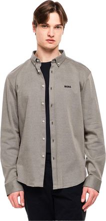 HUGO BOSS Herenkatoenen shirt met Motion-logo (Donker Beige)