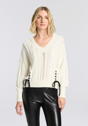 Boss Orange by Hugo Boss Strickpullover BOSS ORANGE Fangallo Premium Damenmode, Damen, Gr. S, weiss (open wei&szlig; 118), Strick, Obermaterial: 100% Baumwolle, unifarben, relaxed f