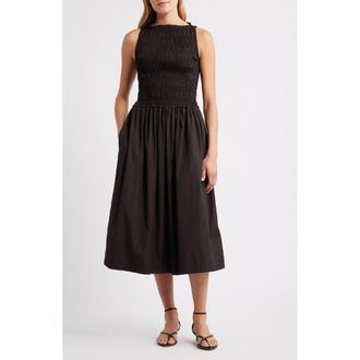 Madewell The Melody Smocked Midi Dress in Molasses at Nordstrom Rack, Size X-Small