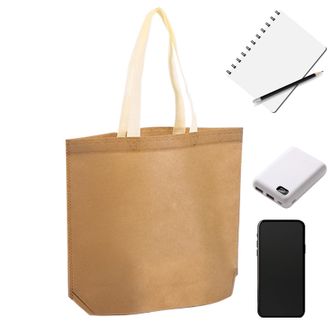 Generic Reusable Shopping Bags - Non-Woven Fabric Bags With Handles - Large Capacity Pack For Kitchen Picnic Travel Beach School Party Shopping, Khaki, Refer 