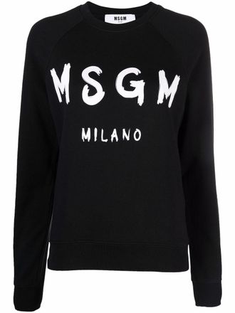Msgm logo-print sweatshirt - women - Cotton - M - Black